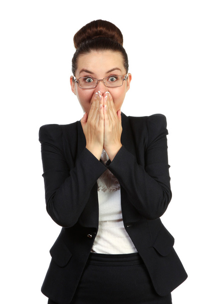 shocked business woman covering her mouth - Photo, Image