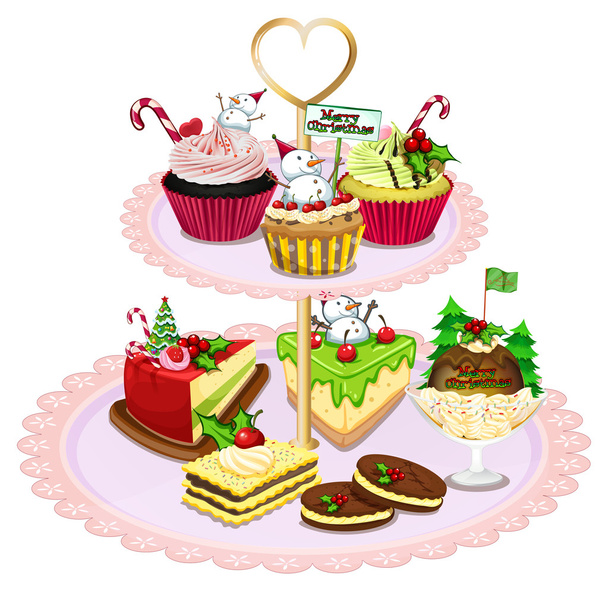 A tray with different baked goods - ベクター画像