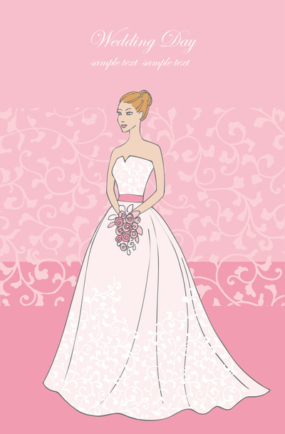 Beautiful bride in wedding dress - Vector, afbeelding