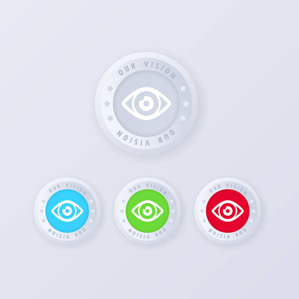 Το οπτικό μας κουμπί σε 3d στυλ. Όραμα σύνολο εικονίδιο. Το καλύτερο λογότυπο ματιών. Εικονογράφηση. Διάνυσμα EPS 10. - Διάνυσμα, εικόνα