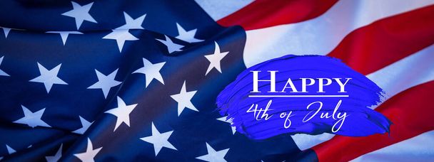 Happy 4th of July - Independence Day USA background banner panorama template greeting card -  Waving American flag - Fotoğraf, Görsel