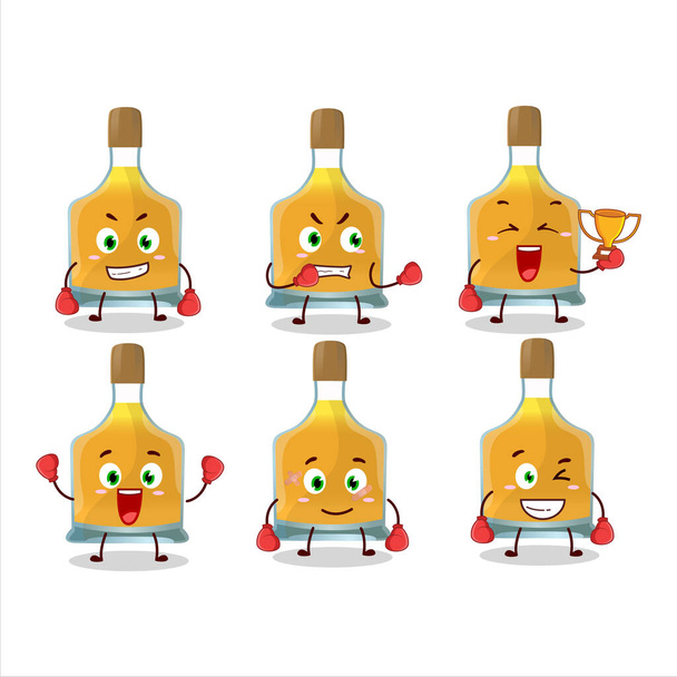A sporty vodka bottle boxing athlete cartoon mascot design. Vector illustration - Vektor, obrázek