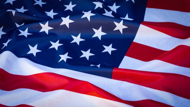 EUA modelo de banner de fundo cartão de saudação - Acenando bandeira americana - 4 de julho, Memorial Day, Veteran 's Day, ou outra celebração patriótica - Foto, Imagem