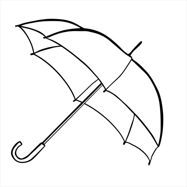 Offener Schirm isoliert auf weißem Hintergrund. Ein Schutzaccessoire für regnerisches oder sonniges Wetter. - Vektor, Bild
