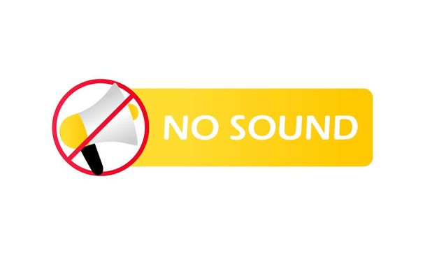 No sound icon. Forbidden sign with loudspeaker. Silence. Speaker mute button. Vector EPS 10. Isolated on white background. - Vector, Image