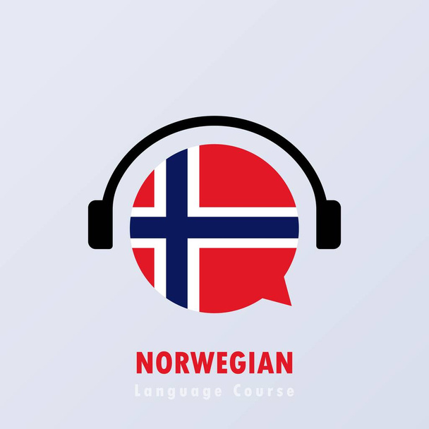 Norvég nyelvtanfolyam banner. Távolsági oktatás. EPS 10-es vektor. Elkülönítve a háttérben. - Vektor, kép