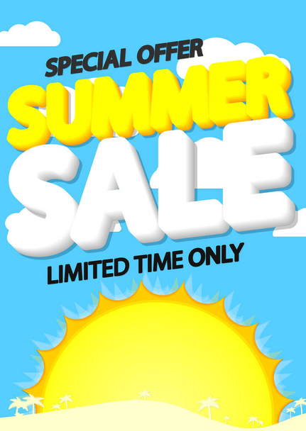 Summer Sale, discount poster design template, προσφορά καταστήματος, αγορές εποχής, προωθητικό banner, διανυσματική απεικόνιση - Διάνυσμα, εικόνα