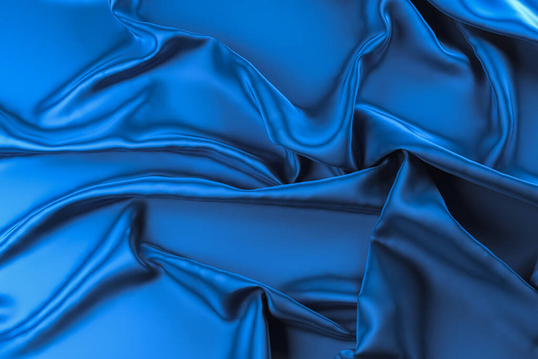 Beautiful navy blue fabric background with copy space for your design. Elegant abstract background. 3d rendering - Photo, Image