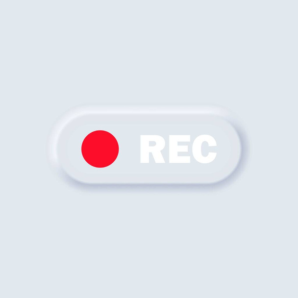 Rec button. Currently recording. Neumorphism style. Vector EPS 10. Isolated on background. - Vector, Image