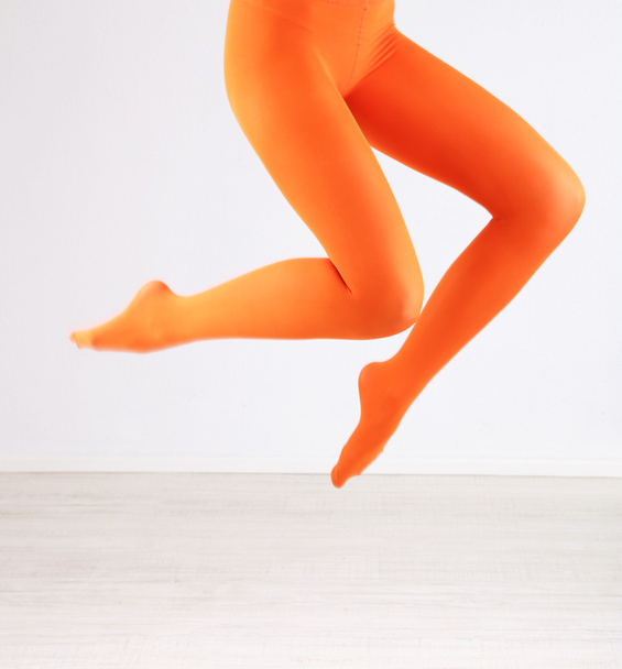 Stockings on perfect woman legs, close up - Φωτογραφία, εικόνα