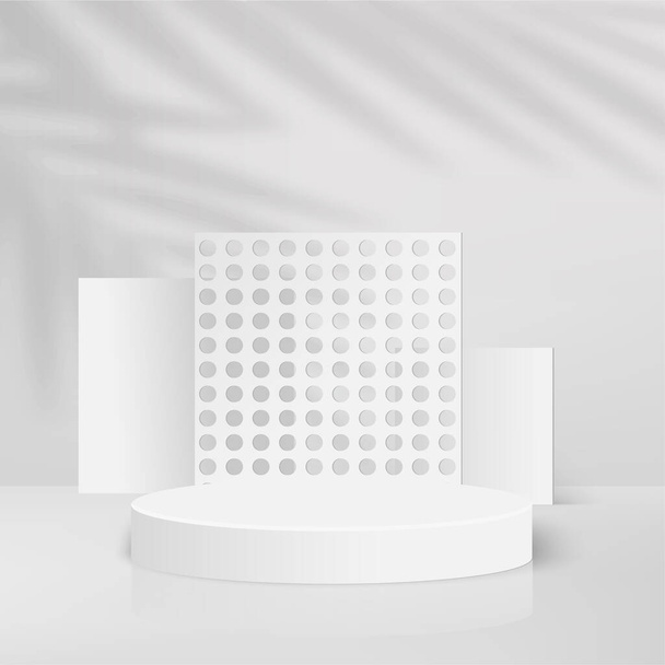 Beyaz renkli geometrik üç boyutlu podyumlarla soyut arkaplan. Vektör illüstrasyonu. - Vektör, Görsel