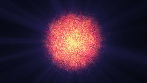 Partículas abstratas sol erupção solar partículas ilustração 3d render - Foto, Imagem