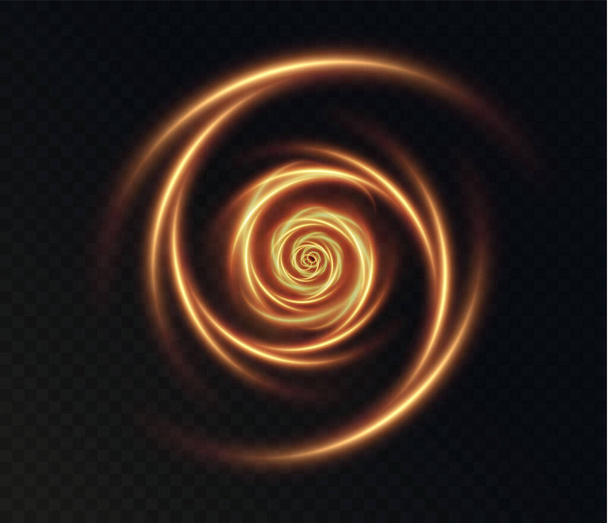 Set di luminose spirali dorate su un trasparente - Vettoriali, immagini