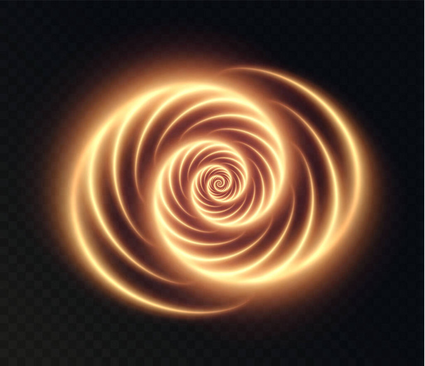 Ensemble de spirales dorées lumineuses sur un transparent - Vecteur, image