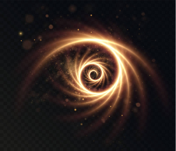 Set of luminous golden spirals on a transparent - Vector, Image