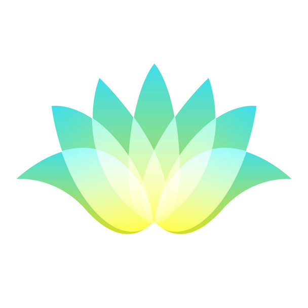 Lotus logo met gradiënt bladeren en lijnen. Abstract bloem ontwerp sjabloon label. Jpeg illustratie - Foto, afbeelding