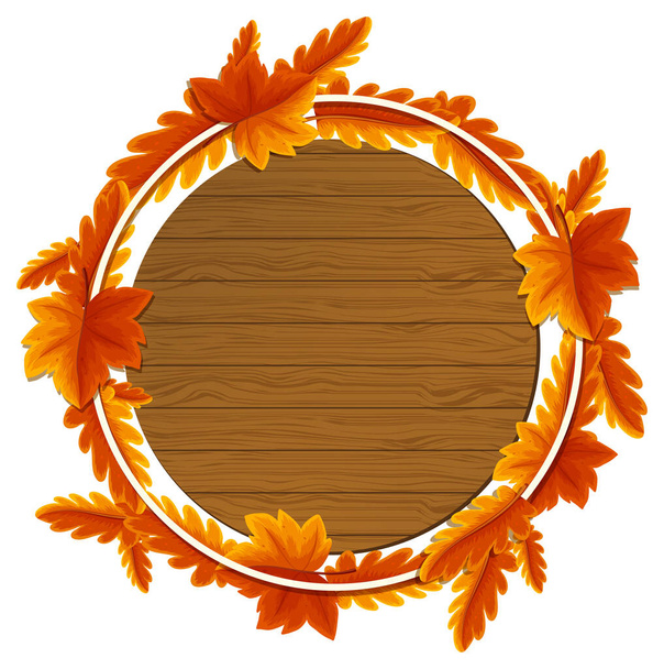Round autumn leaves frame template illustration - Διάνυσμα, εικόνα