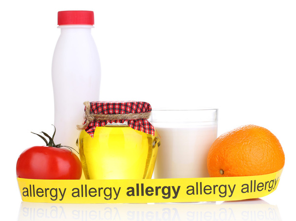 Allergenic food isolated on white - Фото, изображение