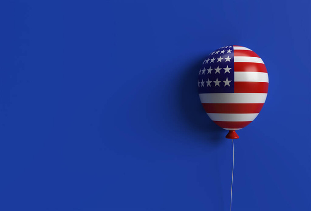 3D Render Amerykańskie balony patriotyczne w tradycyjnych kolorach. 4 lipca Koncepcja Dnia Niepodległości USA. - Zdjęcie, obraz