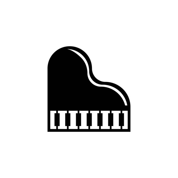 Рояль, мюзикл. Плоская векторная икона. Простой черный символ на белом фоне. Рояль, музыкальный дизайн вывесок, элементы веб-интерфейса и мобильного интерфейса - Вектор,изображение