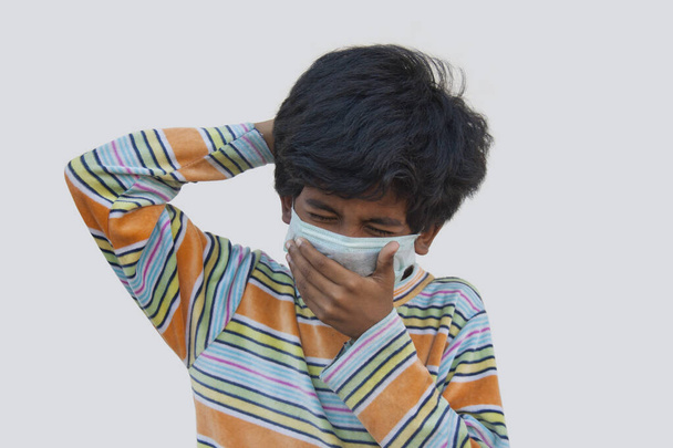 Boy with face mask protection of Coronavirus in human lungs - Photo, Image