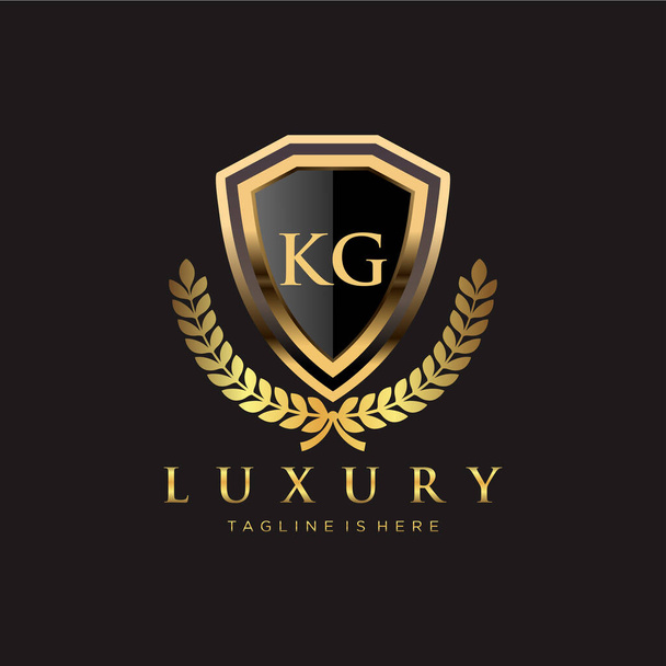 KG Letter Initial with Royal Luxury Logo Template - Vector, Image