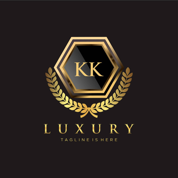 KK Levél Kezdő Royal Luxury Logo sablonnal - Vektor, kép