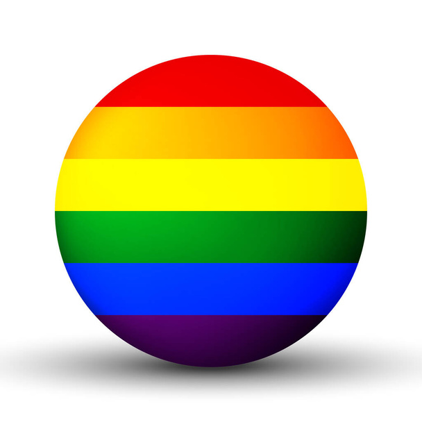 Glass light ball with flag of LGBT. Round sphere, template icon. Glossy realistic ball, 3D abstract vector illustration.Love wins. LGBT symbol sticker in rainbow colors. Gay pride collection - Vektor, Bild