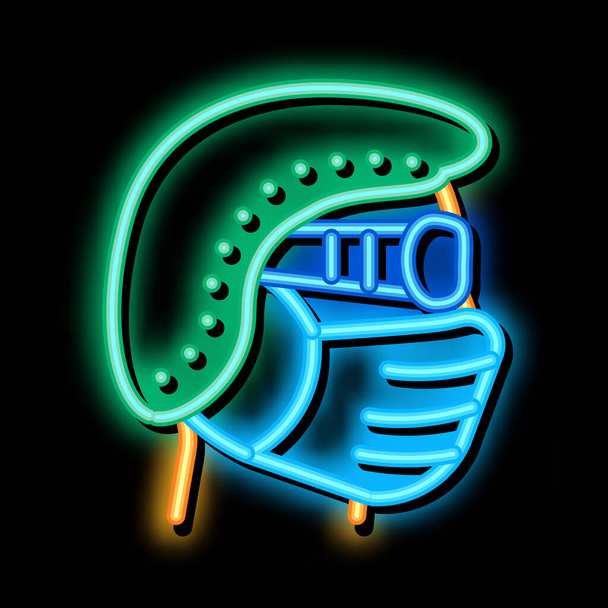 surgeon wearing protection hat mask glasses neon glow icon illustration - Vektor, Bild