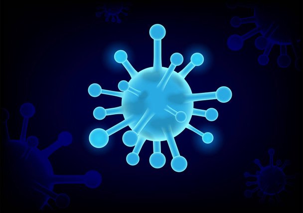 Covid-19, Coronavirus-Ausbruch, Virus, das in einer zellulären Umgebung schwimmt , - Vektor, Bild