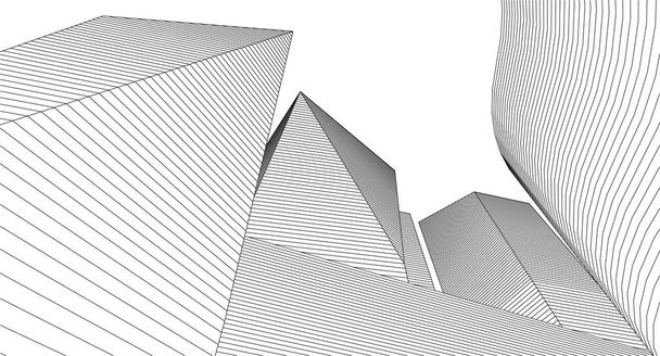 elvont építészet 3D illusztráció vázlat - Vektor, kép