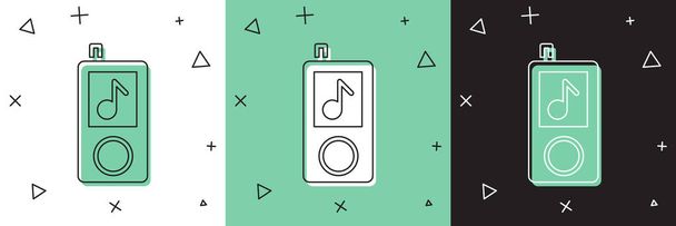 Définir l'icône du lecteur de musique isolé sur fond blanc et vert, noir. Dispositif de musique portable. Illustration vectorielle - Vecteur, image