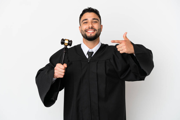 Judge arab man isolated on white background giving a thumbs up gesture - Photo, Image