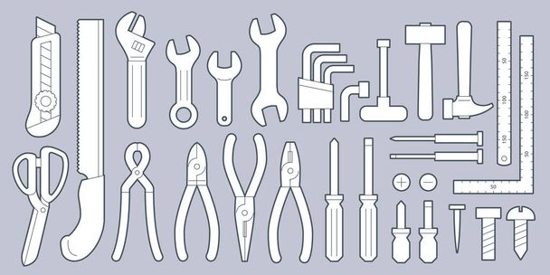 Různé typy ikon nástrojů nastaveny - Vektor, obrázek