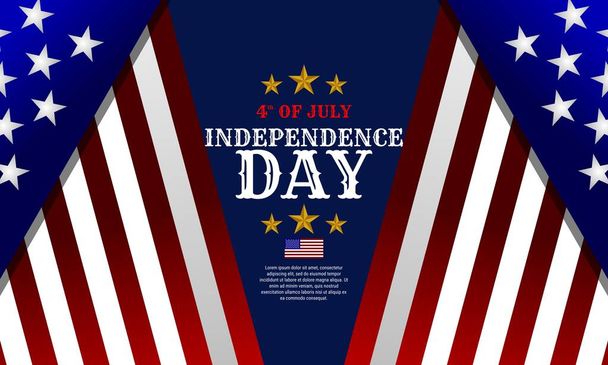 4 de julio. Diseño de fondo del día de la independencia con bandera estadounidense. Es conveniente para la bandera, el cartel, el Web site, la publicidad. Ilustración vectorial - Vector, imagen
