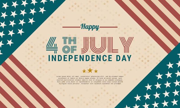 July 4th. Independence day background design in retro style. It is suitable for banner, poster, website, advertisement. Vector illustration - Wektor, obraz