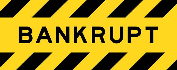 Colore giallo e nero con linea striped label banner con parola in bancarotta - Vettoriali, immagini