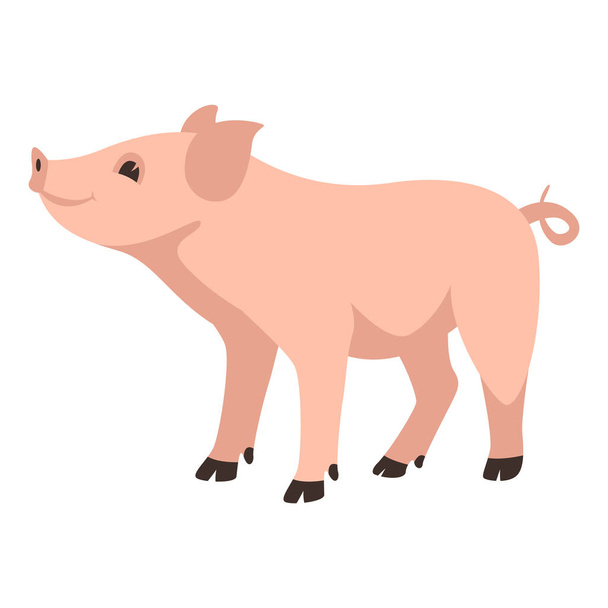 funny pig, vector illustration, flat style, side view - Vector, Image