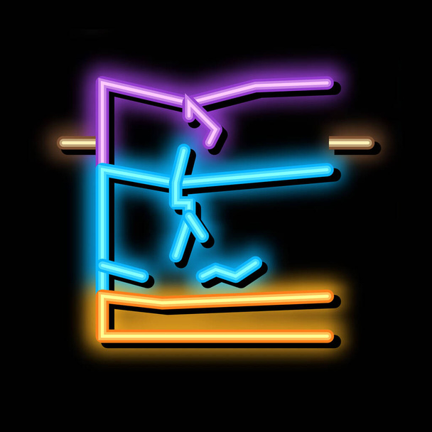 Çatlak temel neon ışıklı ikon illüstrasyonu - Vektör, Görsel