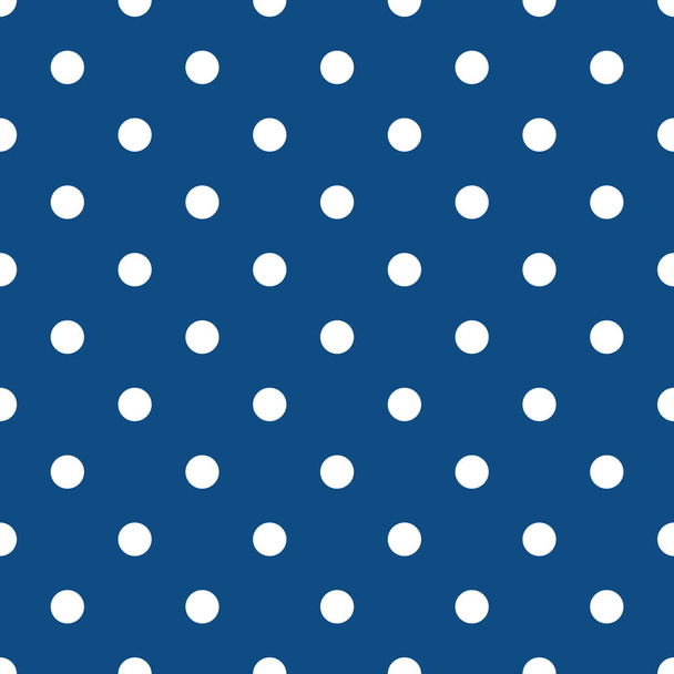 Seamless vector pattern. Circles ornament. Dots background. Polka dot. Blue and white. - Vector, Image