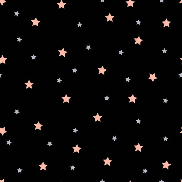 Motif sans couture avec des étoiles roses et grises. Illustration vectorielle. Texture mignonne pour impression, textile, emballage. - Vecteur, image
