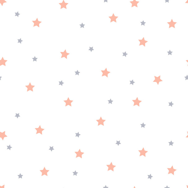 Seamless pattern with pink and grey stars. Vector illustration. Cute texture for print, textile, packaging.. - Vector, Image