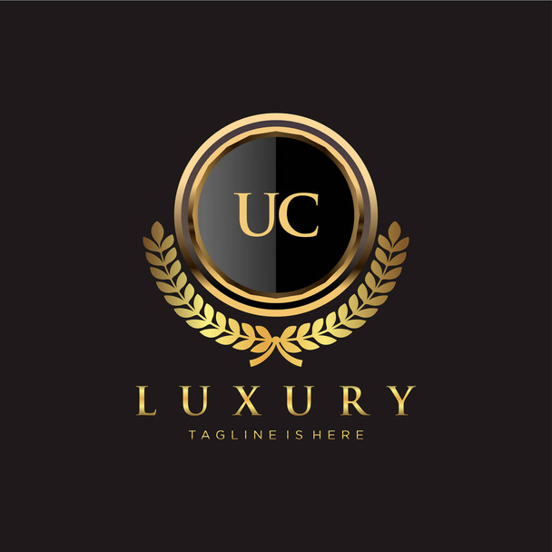 UC Letter Initial с логотипом Royal Luxury - Вектор,изображение
