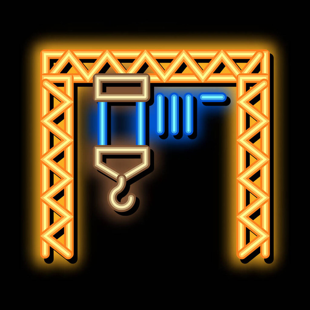 przemysłowy żuraw neon blask ikona ilustracja - Wektor, obraz