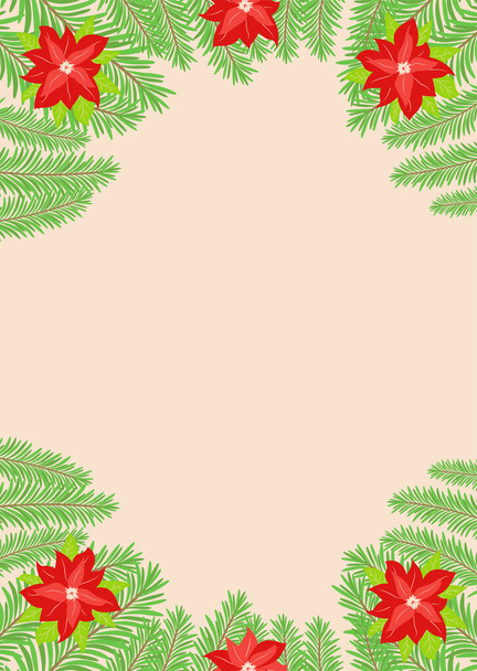 Fabulous winter. illustration of Christmas plants frame. Drawing for a postcard, poster, background. - Vektör, Görsel