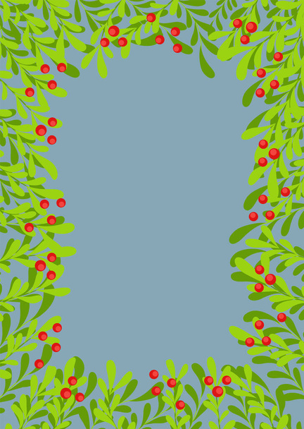 Fabulous winter. illustration of Christmas plants frame. Drawing for a postcard, poster, background. - Wektor, obraz