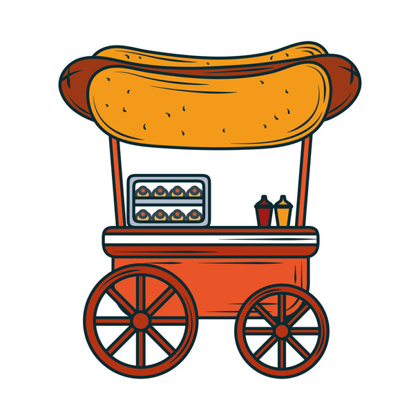 Straßenwagen mit Hot Dog - Vektor, Bild