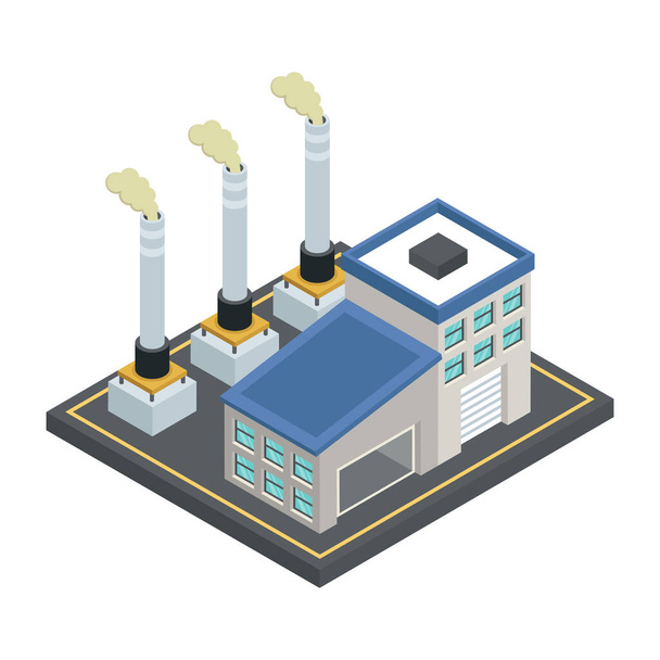 factory building with plant and smoke vector illustration design - ベクター画像