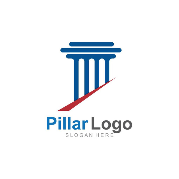 Modelo do logotipo do pilar, ícone da ilustração do vetor da coluna - Vetor, Imagem