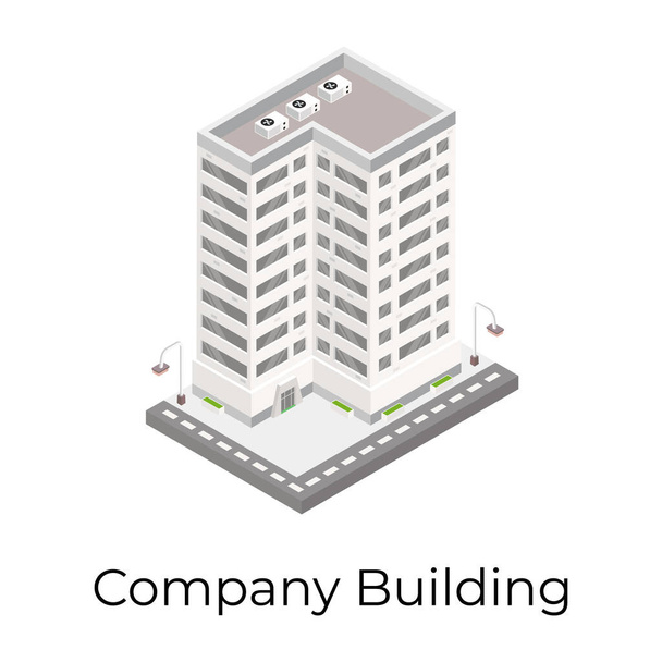 isometric building with city buildings, vector illustration - Vector, Imagen